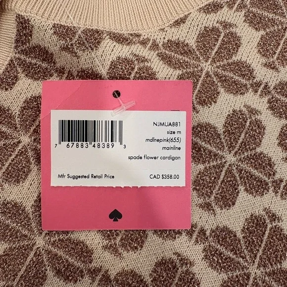 Kate Spade Pink Metallic Flower Cardigan - Picture 5 of 6